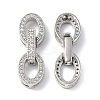 Rack Plating Brass Micro Pave Clear Cubic Zirconia Fold Over Clasps KK-G448-04P-2