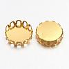 Flat Round Brass Lace Edge Bezel Cups X-KK-C1764-3-G-2