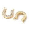 Brass Micro Pave Clear Cubic Zirconia Horseshoe Charms KK-Q031-40G-01-2