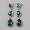 Glass Teardrop Dangle Stud Earrings with Rhinestone EJEW-WH0009-99B-1