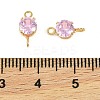 Brass Pave Cubic Zirconia Flat Round Connector Charms KK-P347-01G-02-4