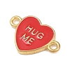 Brass Enamel Hug Me Heart Links Connector Charms KK-L251-08G-02-2