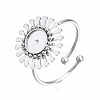 Non-Tarnish 304 Stainless Steel Open Cuff Finger Ring Cabochon Settings STAS-T060-14P-3