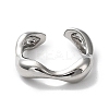 Rack Plating Brass Twist Wave Open Cuff Rings for Women X-RJEW-Q777-08P-2