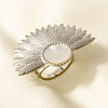 304 Stainless Steel with Natural Shell Cuff Open Rings for Women XG3877-1-1