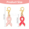 24Pcs 2 Colors October Breast Cancer Pink Awareness Ribbon Shape Alloy Enamel Pendant Decorations HJEW-YW00167-3