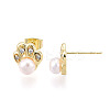 Footprint Brass Natural Pearl Stud Earrings PEAR-N020-05W-5
