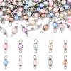 100Pcs 10 Colors Baking Paint Glass Pearl Connector Charms PALLOY-YW00097-1