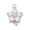 304 Stainless Steel Micro Pave Cubic Zirconia Flower Connector Charms STAS-U042-01P-01-1