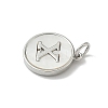 Brass Pave Natural Shell Flat Round with Letter Charms KK-Z115-13P-X-2