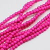 1 Strand Dyed Fuchsia Round Synthetic Turquoise Beads Strands X-TURQ-G106-4mm-02K-1