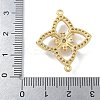 Rack Plating Brass Clear Cubic Zirconia Flower Connector Charms KK-A234-063G-3