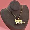 201 Stainless Steel Hollow Cat Shaped Pendant Box Chain Necklaces NJEW-M086-06G-5