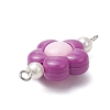 Two Tone Opaque Acrylic & Glass Pearl Flower Connector Charms PALLOY-JF03484-02-5
