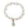 2Pcs 2 Styles Christmas Tree & Deer Alloy Enamel Charm Bracelet Sets BJEW-JB10871-3