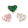 Brass Micro Pave Clear Cubic Zirconia Pendants KK-Q031-42G-1