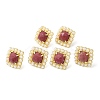Natural Wood Lace Stone Square Stud Earrings with Plastic Pearl Beaded EJEW-E599-03G-02-2