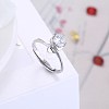 Adjustable 925 Sterling Silver Cubic Zirconia Finger Rings RJEW-BB20774-6-5