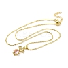 Brass Pave Cubic Zirconia Girl Love Pendant Necklaces for Women NJEW-S430-01G-02-2