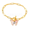 Butterfly Alloy Cellulose Acetate (Resin) Charm Bracelets BJEW-JB05357-02-1