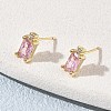Brass Micro Pave Clear Cubic Zirconia Stud Earrings KK-CBA56EF-40G-3