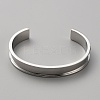 304 Stainless Steel Grooved Cuff Bangles LS-BJEW-WH0019-07P-1