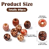 60Pcs 3 Styles Printed Natural Wood Beads WOOD-YW0001-31-2