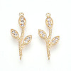 Brass Micro Pave Clear Cubic Zirconia Connector Charms KK-T074-54G-1