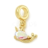 Rack Plating Brass Pave Clear AB Cubic Zirconia Whale European Dangle Charms KK-Z067-41G-1