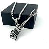 Punk Fashion 304 Stainless Steel Skull Guitar Pendant Necklaces for Unisex CY1349-5