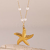 Summer Beach 304 Stainless Steel & Round Shell Pearl Starfish Pendant Necklaces for Women FS-WG08923-01-2