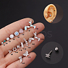 Stainless Steel & Synthetic Opal Cartilage Earrings WG8423D-33-1