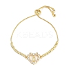 Virgin Mary Theme Brass Micro Pave Cubic Zirconia Slider Bracelets for Women BJEW-U013-02G-05-1
