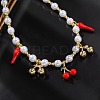Brass Micro Pave Clear Cubic Zirconia Beaded Necklaces NJEW-Z059-04G-05-1
