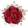 Cloth Rose with Crystal Rhinestone Brooch Pin JEWB-WH0028-12LG-1
