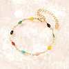 304 Stainless Steel Enamel Teardrop Link Chain Bracelets for Women BJEW-D460-12G-2