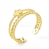 Ion Plating(IP) 304 Stainless Steel Star Cuff Ring for Women RJEW-C060-19G-1