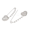 Hammered Heart 304 Stainless Steel Safety Pins Brooch Findings SA-CBA098D-15D-P05-2