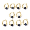 Natural Sodalite Round Beaded Hoop Earrings EJEW-A099-03G-06-1