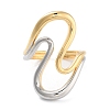 Brass Wave Open Cuff Ring for Women RJEW-C102-21GP-2