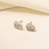 304 Stainless Steel Leaf Stud Earrings for Women BE5708-9-1