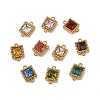 Ion Plating(IP) 304 Stainless Steel Cubic Zirconia Square Links Connector Charms X-STAS-K256-24G-1