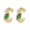 C-Shaped with Teardrop Brass Micro Pave Cubic Zirconia Cuff Earrings EJEW-L316-01G-13-4
