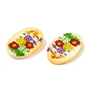 Natural Freshwater Shell Double Face Printed Oval Charms SHEL-T020-05F-2