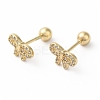 Bowknot Bow Brass Micro Pave Clear Cubic Zirconia Cartilage Earrings EJEW-L289-03G-04-1