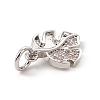 Brass Micro Pave Clear Cubic Zirconia Leaf Charms ZIRC-F132-48P-3