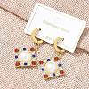 Ion Plating(IP) 304 Stainless Steel Rhombus Hoop Earrings EJEW-A119-11G-1