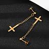 Christian Upside Down Cross 201 Stainless Steel Dangle Stud Earrings EJEW-P314-01B-G-2