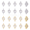 20Pcs 2 Colors Rack Plating Brass Pave Clear Cubic Zirconia Connector Charms KK-FI0001-05-1