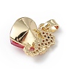 Real 18K Gold Plated Rack Plating Brass Micro Pave Cubic Zirconia Pendants KK-C015-02G-11-3